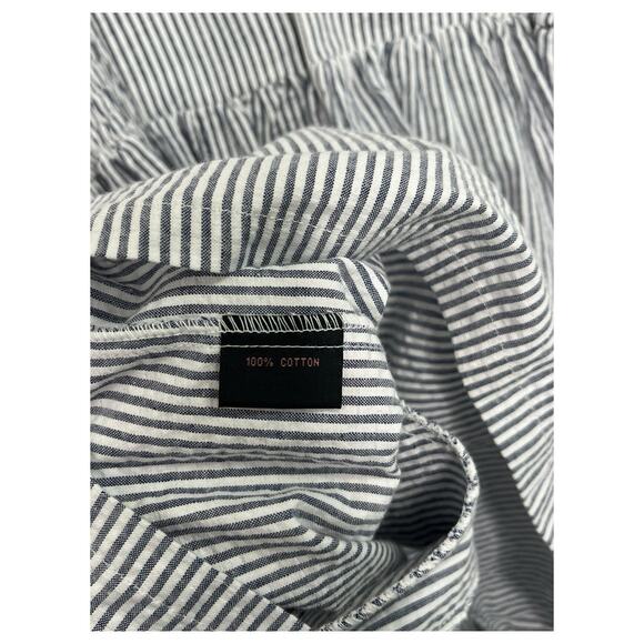 New Trashy Diva Romper Womens 8 Blue White Seersucker Pin Up Striped Retro 70s - Picture 12 of 14